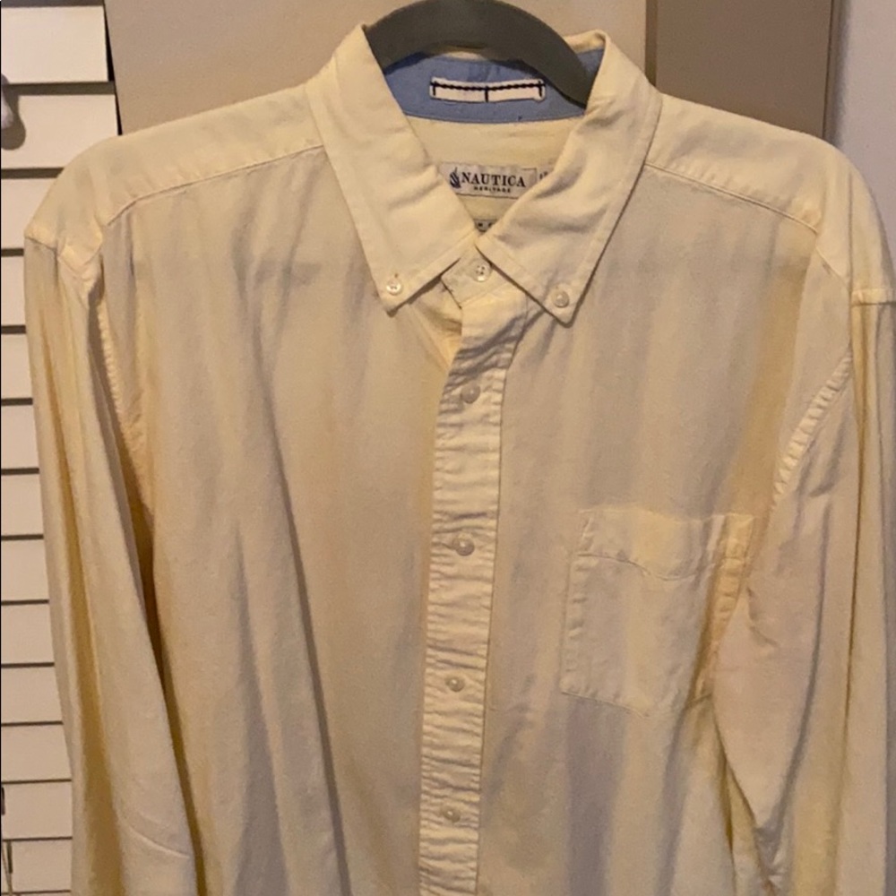 Nautica Yellow Button-Down Long-Sleeve Shirt Large